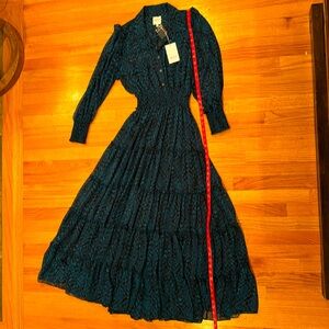 Misa Los Angeles XS teal & black Snake print maxi dress